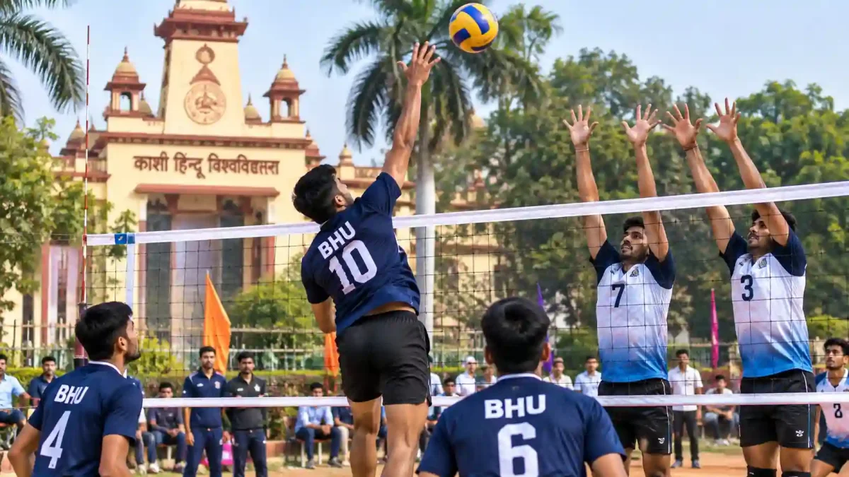 बीएचयू में इंटर फैकल्टी वॉलीबॉल का रोमांचक आगाज, खिलाड़ियों ने दिखाया दम