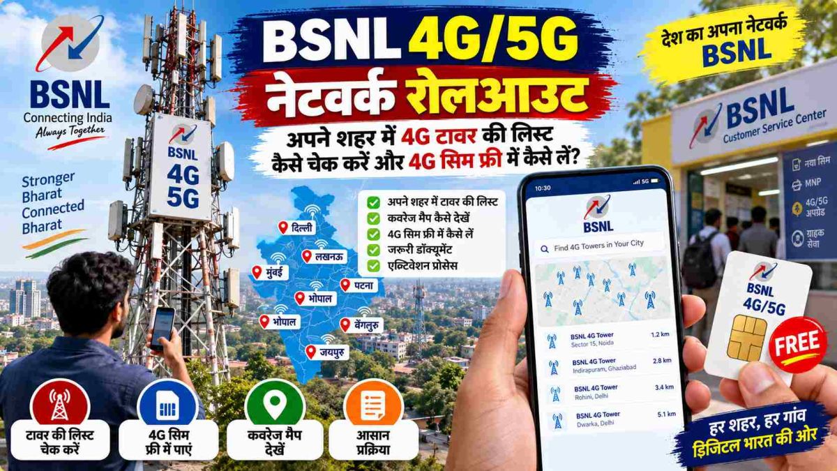 BSNL 4G/5G नेटवर्क रोलआउट: अपने शहर में 4G टावर की लिस्ट कैसे चेक करें और 4G सिम फ्री में कैसे लें?