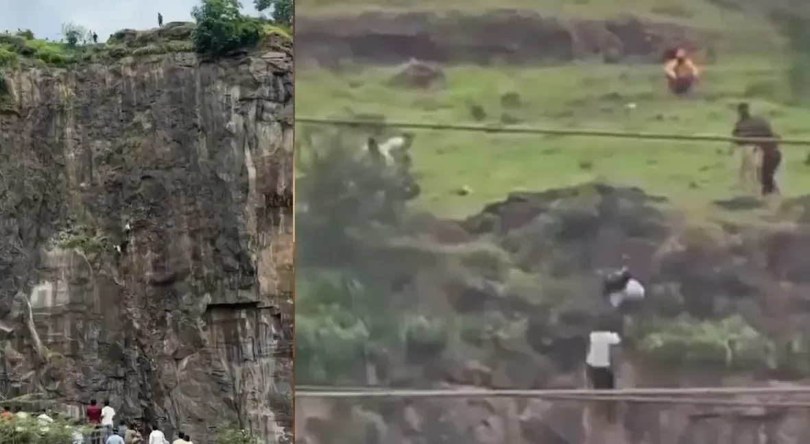 पहाड़ पर बेटे को बचाते-बचाते खाई में गिरे पिता, पति को गिरते देख मां ने भी लगाई छलांग