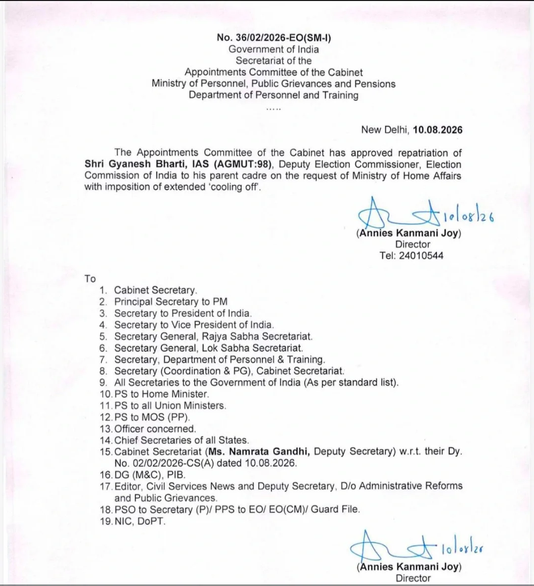 दिल्ली के सियासी गलियारों में हलचल: IAS ज्ञानेश भारती मूल कैडर में वापस लौटे, मिल सकती है बड़ी जिम्मेदारी