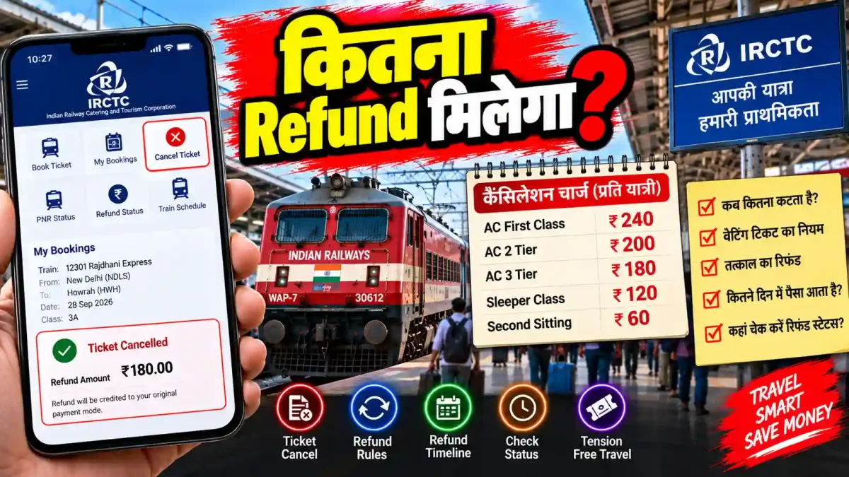 IRCTC Ticket Cancellation Rules: जानिए टिकट रद्द करने पर कितने पैसे कटेंगे