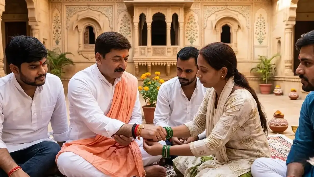 'भैया, अब भाई का फर्ज निभाइए... बेलौटी में मनोज तिवारी को बंधी राखी